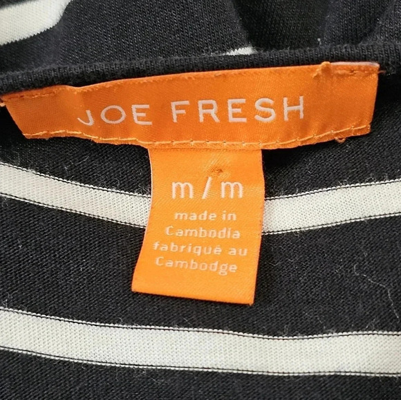 Joe Fresh Black White Stripe Midi Dress Size M Razorback Grunge Y2K - Picture 4 of 6
